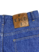 FENDI ΤΖΙΝ ΠΑΝΤΕΛΟΝΙ VINTAGE ΔΕΡΜΑΤΙΝΟ LOGO PATCH ΜΠΛΕ ΓΥΝΑΙΚΕΙΟ XS