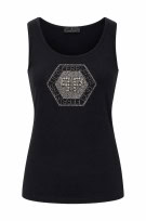 FERRUCCI GRAPHIC TOP BLACK WOMENS PRE OWNED S