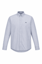FRED PERRY STRIPED SHIRT CLASSIC BLUE MEN PRE OWNED M