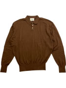 GUESS Καφέ Πλεκτό Polo Μακρυμάνικο Ανδρικό XL