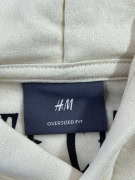 H&M Hoodie Oversized Fit Logo Μπεζ Unisex XXL