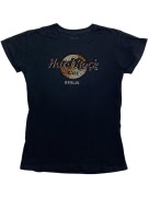 HARD ROCK CAFE T-SHIRT BERLIN RHINESTONE LOGO BLACK WOMEN'S MEDIUM