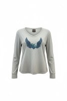 HARLEY DAVIDSON MAGLIA A MANICHE LUNGHE GRAPHIC GRIGIO CHIARO DONNA PRE OWNED M