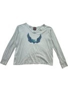 HARLEY DAVIDSON MAGLIA A MANICHE LUNGHE GRAPHIC GRIGIO CHIARO DONNA PRE OWNED M