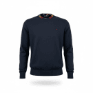 HARMONT & BLAINE ΠΟΥΛΟΒΕΡ CREWNECK - NAVY BLUE ΜΕ ΠΟΛΥΧΡΩΜΗ ΛΑΙΜΟΚΟΨΗ - M