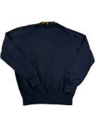 HARMONT & BLAINE ΠΟΥΛΟΒΕΡ CREWNECK - NAVY BLUE ΜΕ ΠΟΛΥΧΡΩΜΗ ΛΑΙΜΟΚΟΨΗ - M