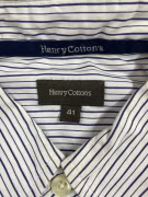 HENRY COTTON'S Ριγέ Πουκάμισο Racing Club Λευκό-Μπλε Ανδρικό XL-XXL