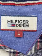 HILFIGER DENIM ΚΑΡΟ ΠΟΥΚΑΜΙΣΟ ΚΛΑΣΙΚΟ NAVY ΓΥΝΑΙΚΕΙΟ PRE OWNED L
