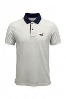 HOLLISTER Polo Shirt Classic Logo Λευκό με Μπλε Γιακά Γυναικείο S