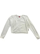 HUGO Felpa cropped bianca con pieghe da donna M