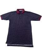Izod Club Patterned Polo Shirt Μπλε με Μπορντό Γιακά