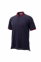 Izod Club Patterned Polo Shirt Μπλε με Μπορντό Γιακά