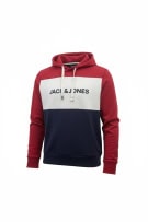 JACK & JONES ΦΟΥΤΕΡ ΜΕ ΚΟΥΚΟΥΛΑ COLOR-BLOCK ΛΟΓΟΤΥΠΟ ΜΠΛΕ/ΚΟΚΚΙΝΟ ΑΝΔΡΙΚΟ MEDIUM