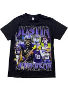 JUSTIN JEFFERSON GRAPHIC TEE STREETWEAR BLACK MEN PRE OWNED S