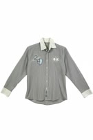 LA MARTINA ΠΟΥΚΑΜΙΣΟ ΡΙΓΕ VINTAGE STYLE ΜΕ ΚΕΝΤΗΜΑΤΑ ΓΚΡΙ/ΛΕΥΚΟ UNISEX S