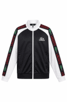 LACOSTE TRACK JACKET ATHLETIC BLACK WHITE MEN PRE OWNED L