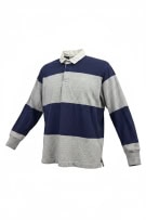LANDS' END Rugby Shirt Ριγέ Retro Μπλε / Γκρι Unisex L