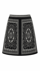 LUISA SRANGOLI PLEATED SKIRT PRINT BLACK WOMEN PRE OWNED XL