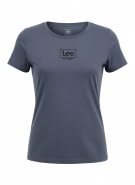 Lee T-Shirt Slim Fit Logo Μπλε Γυναικείο S