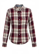 LEVI'S Shirt Plaid Boyfriend Fit with Logo Burgundy Women's XS