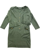 LUISA SPAGNOLI FRINGED MIDI DRESS GREEN WOMEN'S L