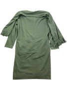 LUISA SPAGNOLI FRINGED MIDI DRESS GREEN WOMEN'S L