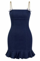 LUISA SPAGNOLI DRESS MINIMAL NAVY WOMEN PRE OWNED
