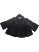 Machalie Vintage Faux Fur Παλτό-Κάπα Logo Μαύρο Γυναικείο One Size (XL Fit)