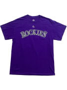MAJESTIC Colorado Rockies MLB T-Shirt con logo Spellout Viola UNISEX M