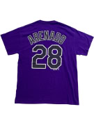 MAJESTIC Colorado Rockies MLB T-Shirt con logo Spellout Viola UNISEX M