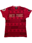 MAJESTIC COOPERSTOWN MLB NEW YORK YANKEES T-SHIRT ALL-OVER PRINT ΚΟΚΚΙΝΟ ΓΥΝΑΙΚΕΙΟ M