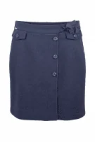 Marella Sport Μάλλινη Φούστα Μπλε με Κουμπιά & Φιόγκο Γυναικεία XL