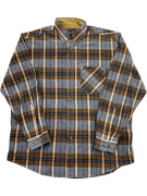 Marlboro Classics Long Sleeve Shirt Vintage with Logo Plaid Brown-Blue Men's XL