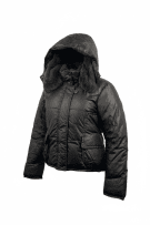 Massimo Rebecchi Μπουφάν Puffer Vintage Με Γούνα Μαύρο Γυναικείο 46 (S)