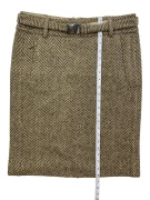 Max Mara Φούστα Vintage Herringbone Με Ζώνη Μπεζ-Καφέ Γυναικεία L