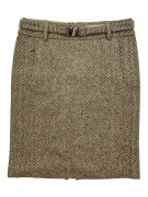 Max Mara Φούστα Vintage Herringbone Με Ζώνη Μπεζ-Καφέ Γυναικεία L