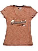 NFL Denver Broncos T-Shirt V-Neck Ριγέ Logo Πορτοκαλί Γυναικείο S