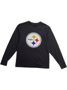NFL PRO LINE MAGLIA A MANICHE LUNGHE PITTSBURGH STEELERS LOGO NERA UNISEX S usata
