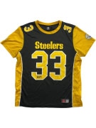 NFL TEAM APPAREL PITTSBURGH STEELERS JERSEY VINTAGE STYLE LOGO BLACK/YELLOW MEN'S L