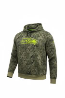 NFL TEAM APPAREL FELPA CON CAPPUCCIO SEATTLE SEAHAWKS STAMPA CAMOUFLAGE LOGO NEON DA UOMO L