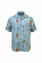 NOLA DAWG HAWAIIAN SHIRT PRINT BLUE MENS PRE OWNED M