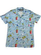 NOLA DAWG HAWAIIAN SHIRT PRINT BLUE MENS PRE OWNED M