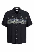 PIERRE CARDIN HAWAIIAN SHIRT GRAPHIC BLACK MEN PRE OWNED L