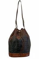 POLLINI ΤΣΑΝΤΑ BUCKET MONOGRAM LOGO ΚΑΦΕ/ΜΑΥΡΟ