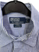POLO BY RALPH LAUREN ΠΟΥΚΑΜΙΣΟ ΡΙΓΕ VINTAGE ΜΠΛΕ/ΛΕΥΚΟ UNISEX L preowned