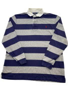 POLO RALPH LAUREN RUGBY SHIRT CLASSIC SPORTSWEAR NAVY GREY MENS PRE OWNED XXL