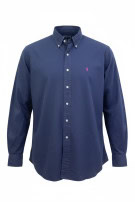 POLO RALPH LAUREN BUTTON DOWN SHIRT CLASSIC NAVY MEN PRE OWNED L