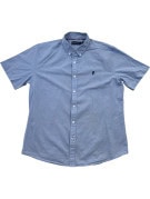 POLOWALK SHORT SLEEVE SHIRT STRIPED LIGHT BLUE MENS PRE OWNED M