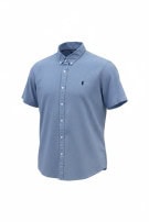 POLOWALK SHORT SLEEVE SHIRT STRIPED LIGHT BLUE MENS PRE OWNED M