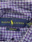 RALPH LAUREN BUTTON DOWN ΠΟΥΚΑΜΙΣΟ ΚΑΡΟ ΜΩΒ ΑΝΤΡΙΚΟ PRE OWNED L